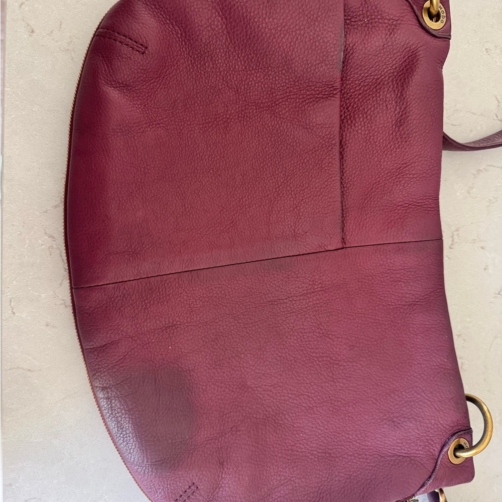 HOBO Large Leather Hobo Bag Burgundy Wine Shoulder Bag